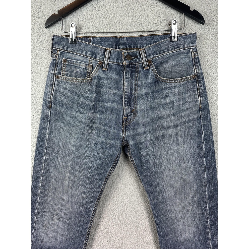 Levis 505 Jeans Mens 32x30 Straight Leg Medium Wash Denim Classic Grunge Rugby